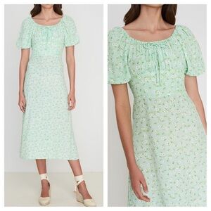 Faithfull The Brand Lira Midi Dress in Lime Merci Floral